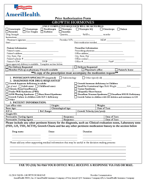 Prior Authorization Form for Growth Hormones