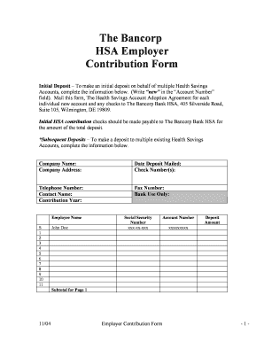 HSA Employer Contribution Form