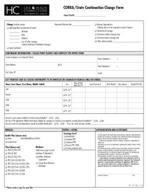 COBRA State Continuation Change Form