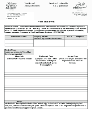 PEI Home Renovation Programs Work Plan Form