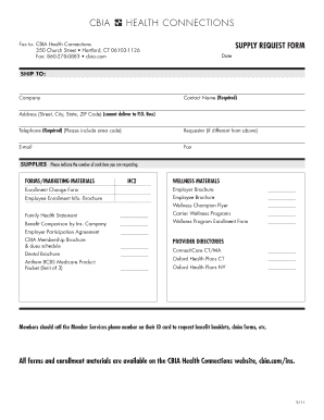 CBIA Health Connections Supply Request Form