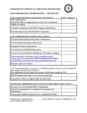 Emergency Medical Services Program Application