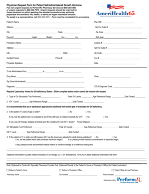 Physician Request Form for Growth Hormone