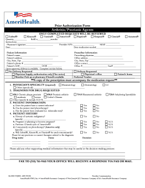 Prior Authorization Form for Arthritis/Psoriasis Agents
