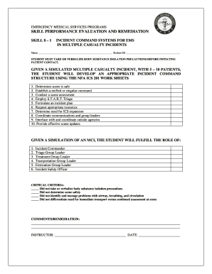 Emergency Medical Services Skill Evaluation Form