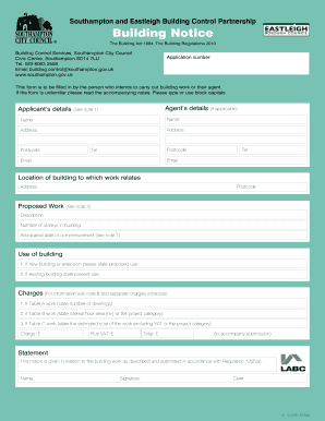 UK Building Notice Form