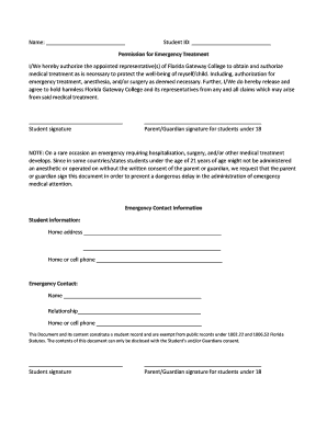 Emergency Treatment Permission Form