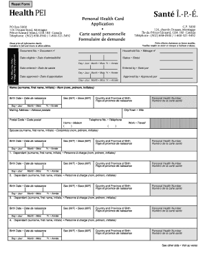 Prince Edward Island Health Services Registration Form