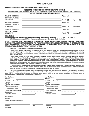 Loan Payoff Form