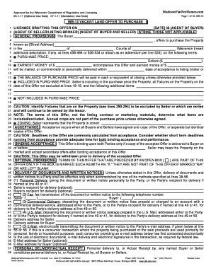 Wisconsin Vacant Land Offer to Purchase