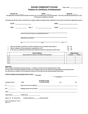 Petition for Certificate of Achievement