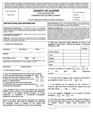 Ulster County Employment Application Form