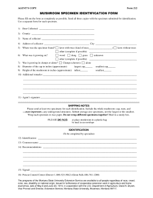 Mushroom Specimen Identification Form