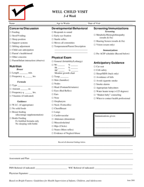 Well Child Visit Form