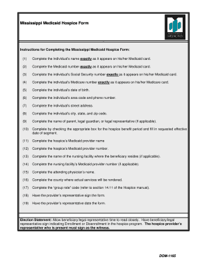 Mississippi Medicaid Hospice Enrollment Form