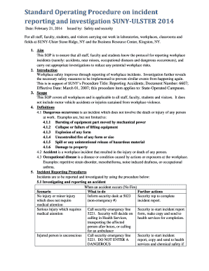 Sop example in research - Standard Operating Procedure on incident reporting and - people sunyulster