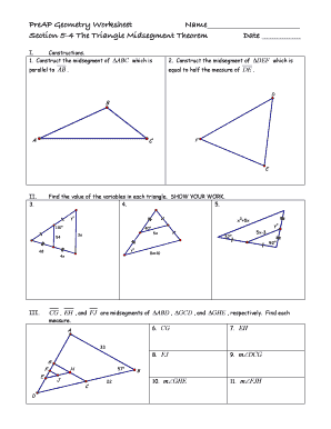 Triangle Midsegment Theorem Worksheet - Fill and Sign Printable Template  Online