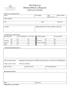 Eye Services Prior Approval Request