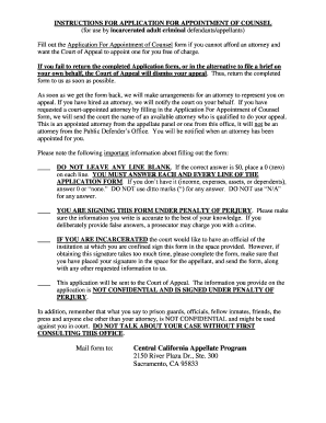 Application for Appointment of Counsel