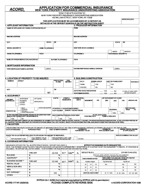 New York Commercial Insurance Application