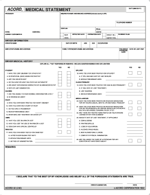 ACORD Medical Statement Form