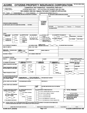 Florida Wind Only Insurance Application
