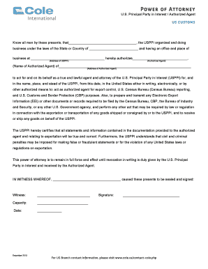 US Customs Power of Attorney