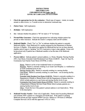 DHS Form 1147e Level of Care Evaluation