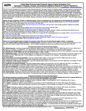 US EPA Engine Declaration Form