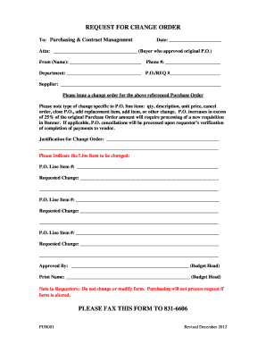 Request for Change Order