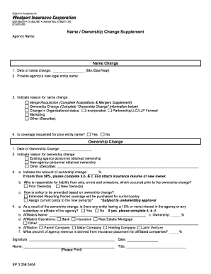 Agency Name Change and Ownership Supplement