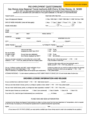 Pre-Employment Questionnaire