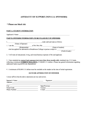Affidavit of Support for Non-US Sponsors