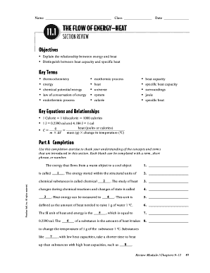 Chemistry Section Review on Energy and Heat