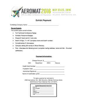 Exhibit Payment Form