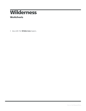 Wilderness Worksheets