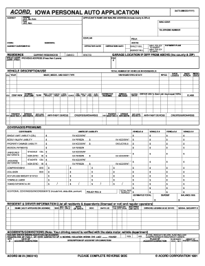Iowa Personal Auto Application