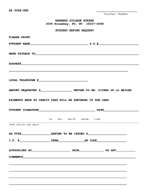 Student Refund Request Form