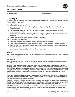 NASA Ray Shielding Student Activity