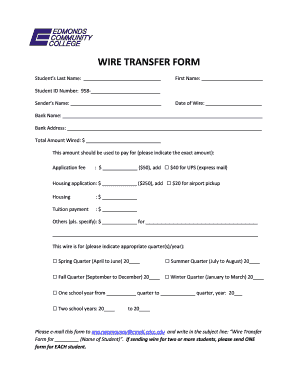 Wire Transfer Form