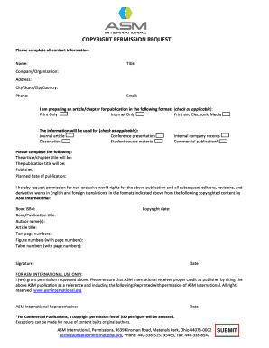 ASM International Copyright Permission Request Form