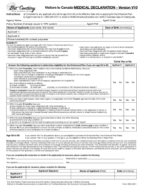 Visitors to Canada Medical Declaration Form