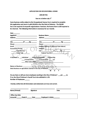 Application for Occupational License