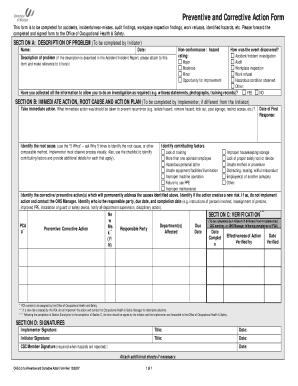 Preventive and Corrective Action Form