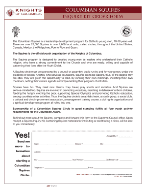 Columbian Squires Inquiry Kit Order Form