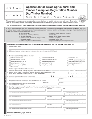 Texas Agricultural and Timber Exemption Registration Application