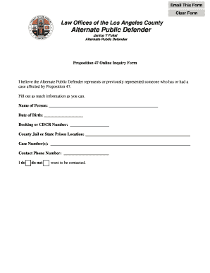 Proposition 47 Online Inquiry Form