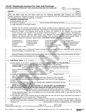 Florida AS IS Residential Contract For Sale And Purchase