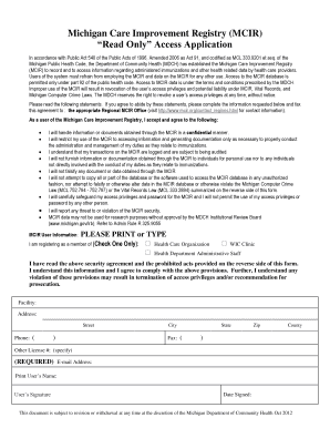 Michigan Care Improvement Registry Read Only Access Application