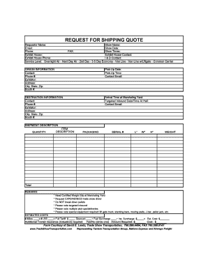 Request for Shipping Quote
